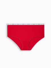 Cotton Mid-Rise Brief Logo Panty, JESTER RED, hi-res