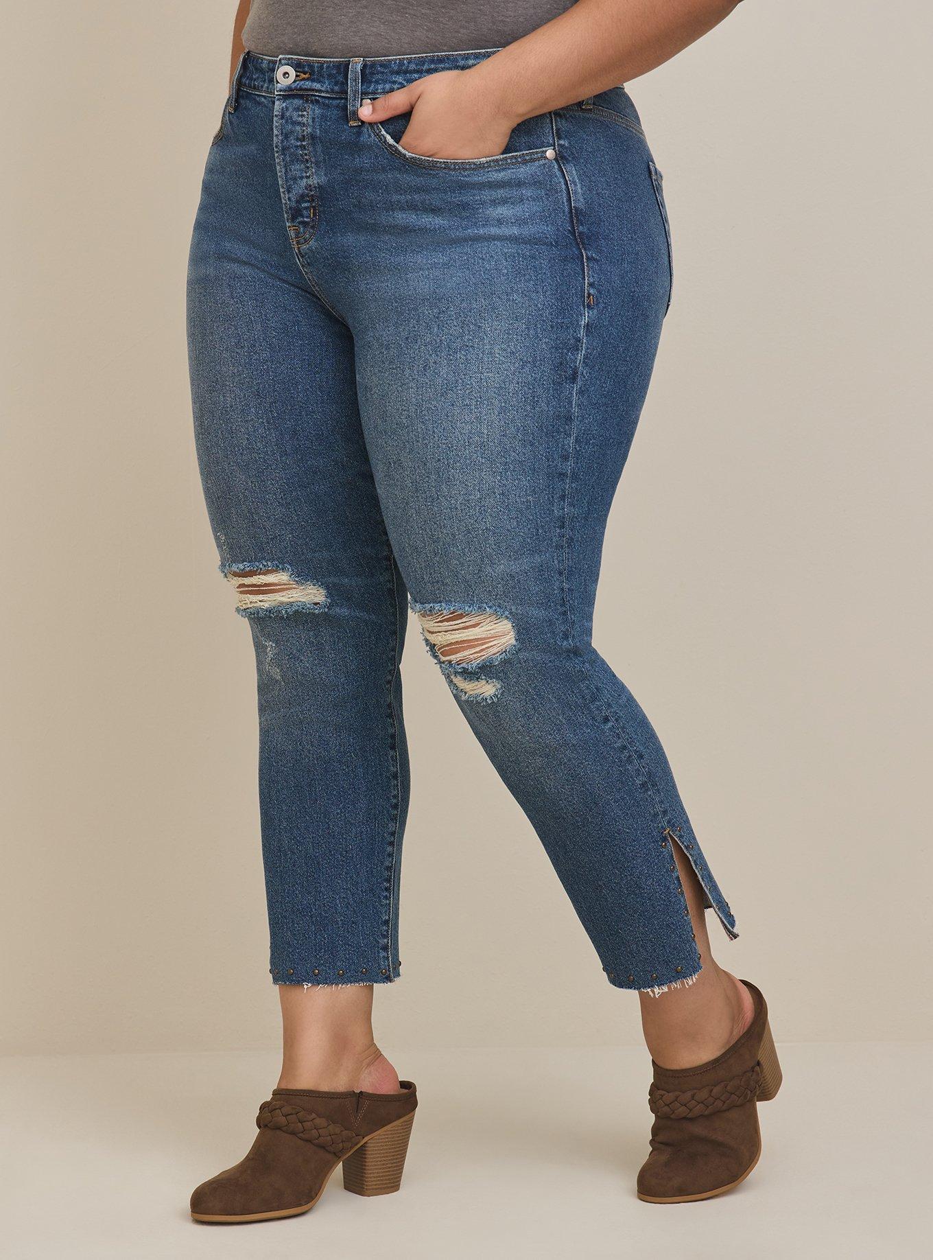 Straight Classic Denim High-Rise Studded Jean