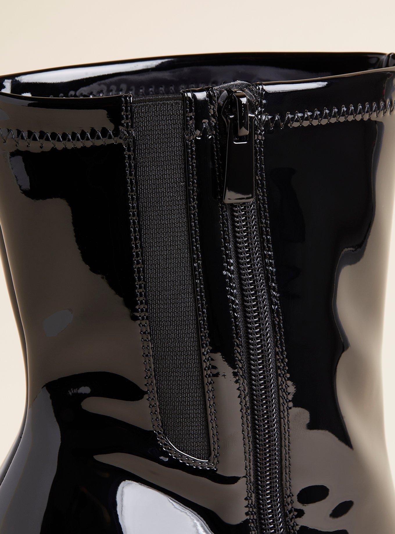 Plus Size Stretch Patent Bootie (WW), BLACK, alternate