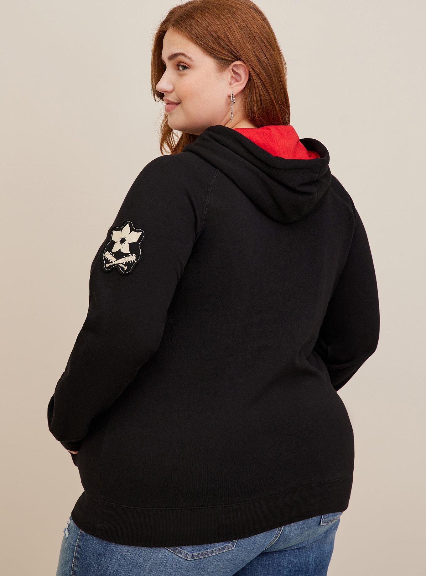 Plus Size Stranger Things Friends Don't Lie Cozy Fleece Hoodie, DEEP BLACK, alternate