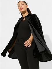 Halloween Costume Velvet Short Cloak, BLACK, hi-res