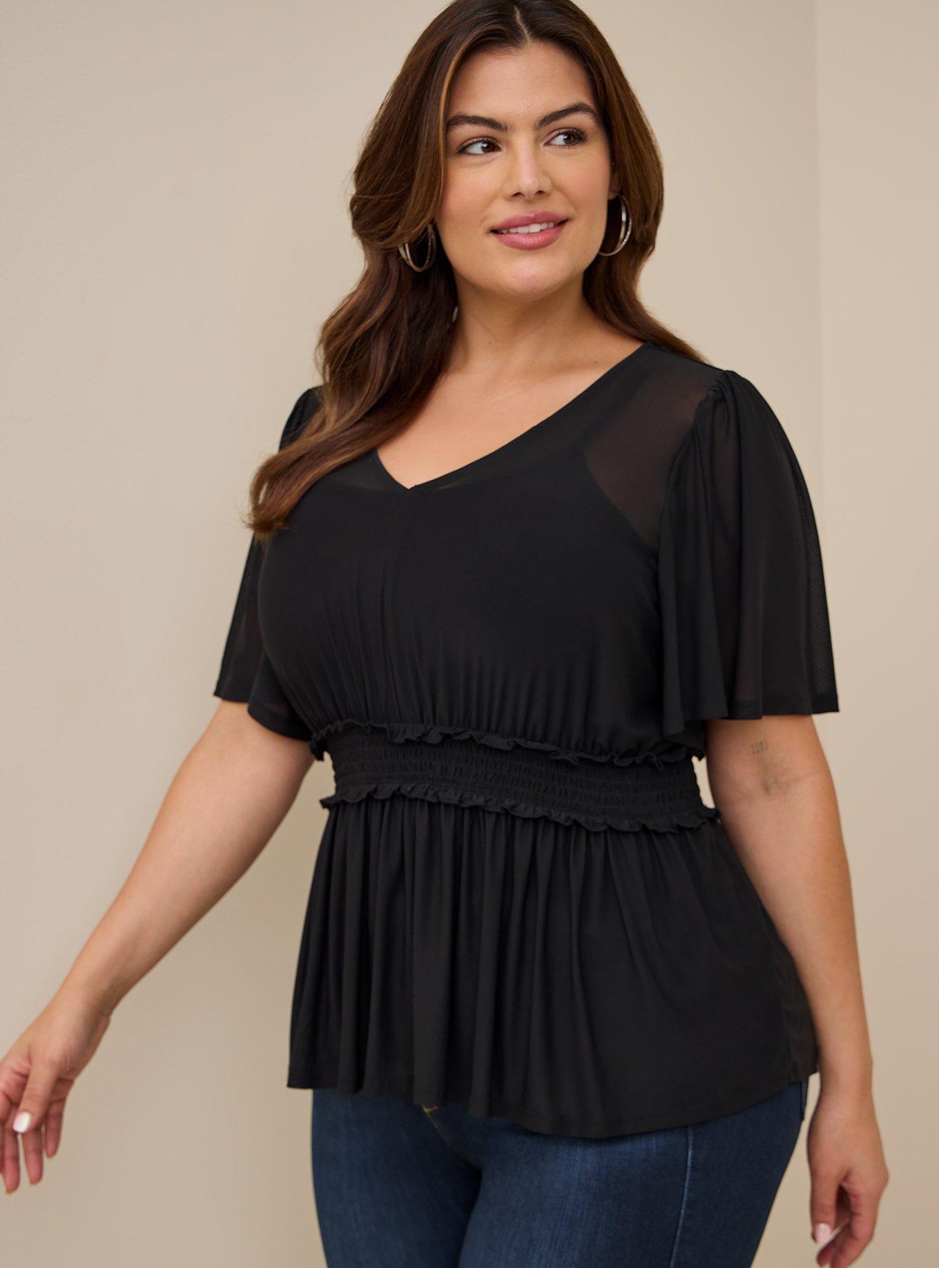 Plus Size - Black Mesh Tee - Torrid