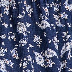 Plus Size Babydoll Knit Smocked Bodice Crop Top, BLUE, swatch