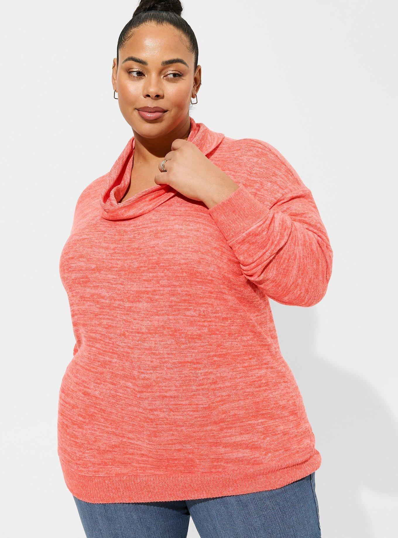 Plus Size - Super Soft Plush Cowl Neck Long Sleeve Tunic Sweatshirt - Torrid