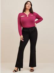 Super Soft O-Ring Detail And Cutouts Long Sleeve Top, PURPLE, alternate