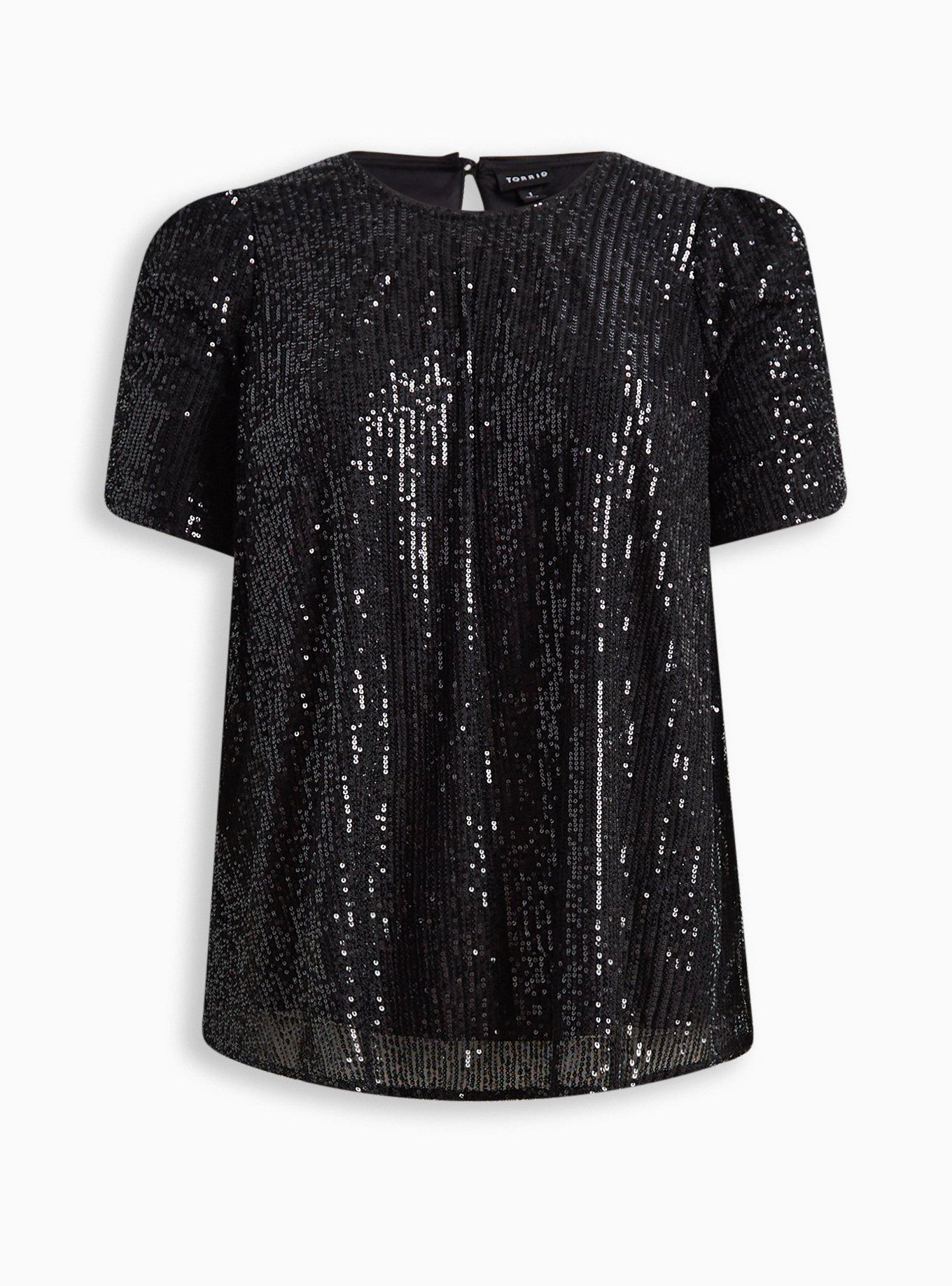 Plus Size - Sequin Short Sleeve Top - Torrid