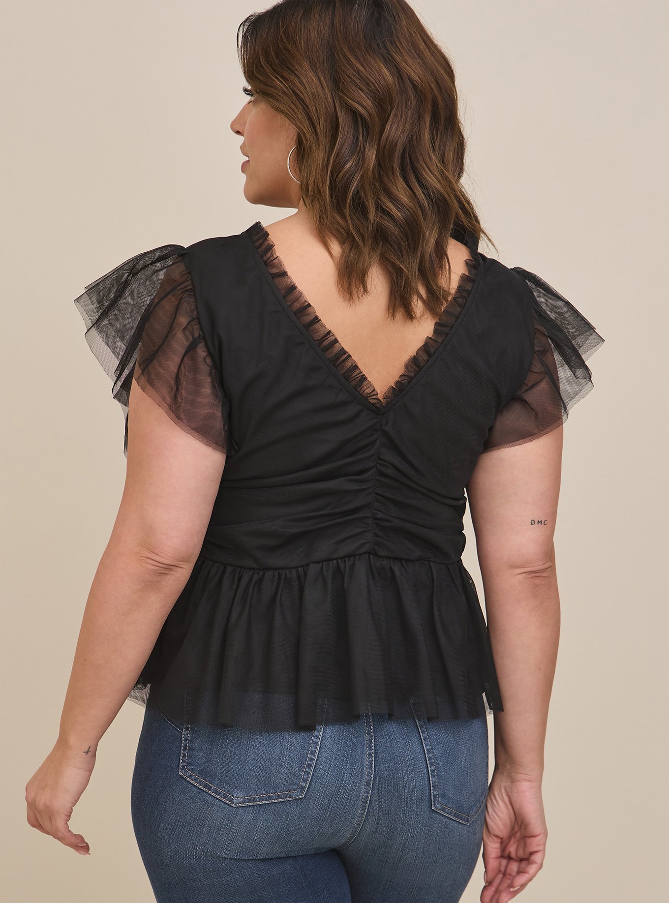 Plus Size - Mesh Ruffle Top - Torrid