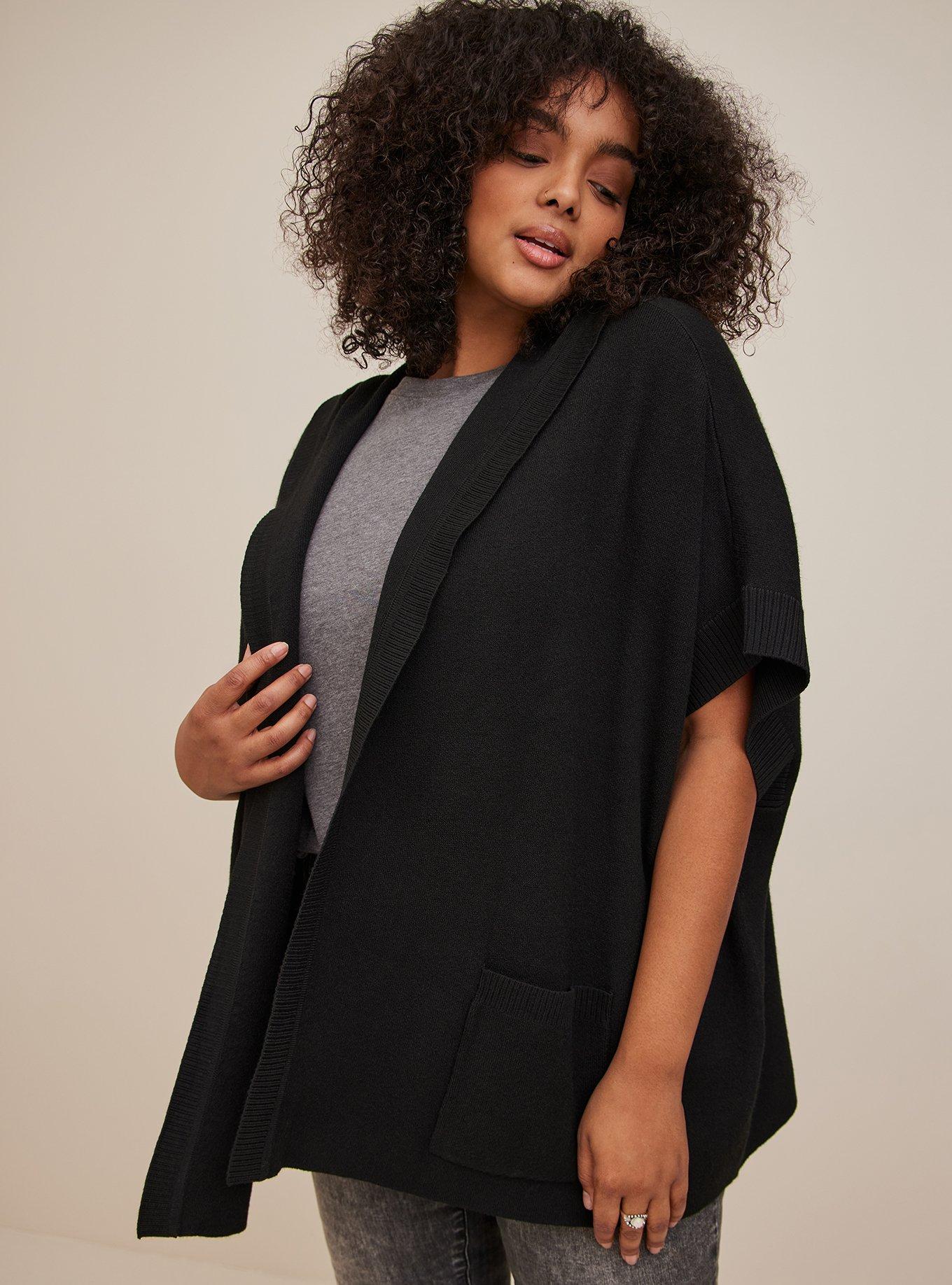 Kimono Oversized Hooded Sweater, BLACK, alternate