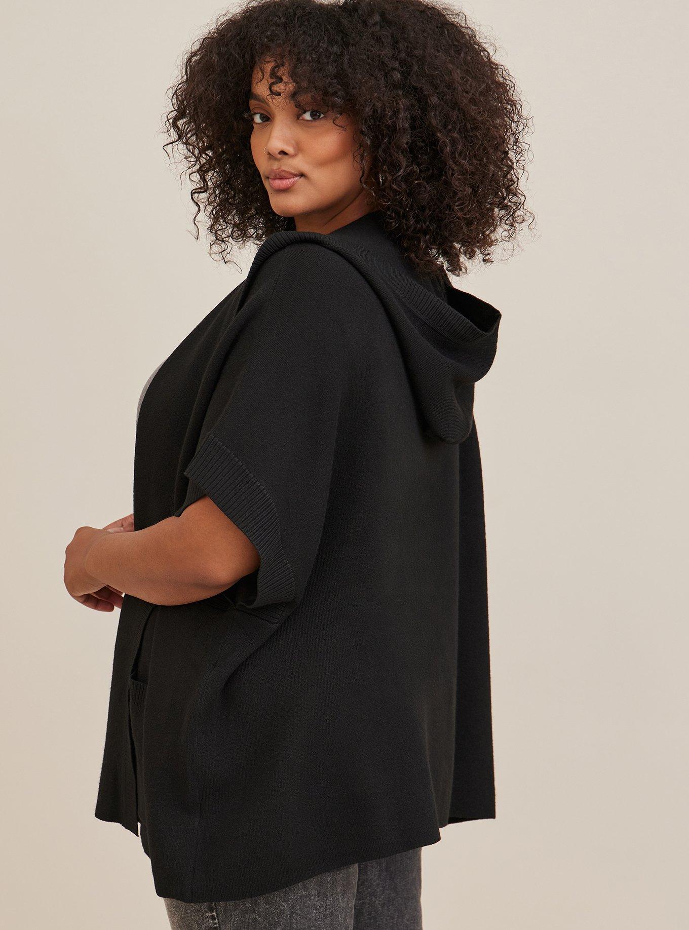 Kimono Oversized Hooded Sweater, BLACK, alternate