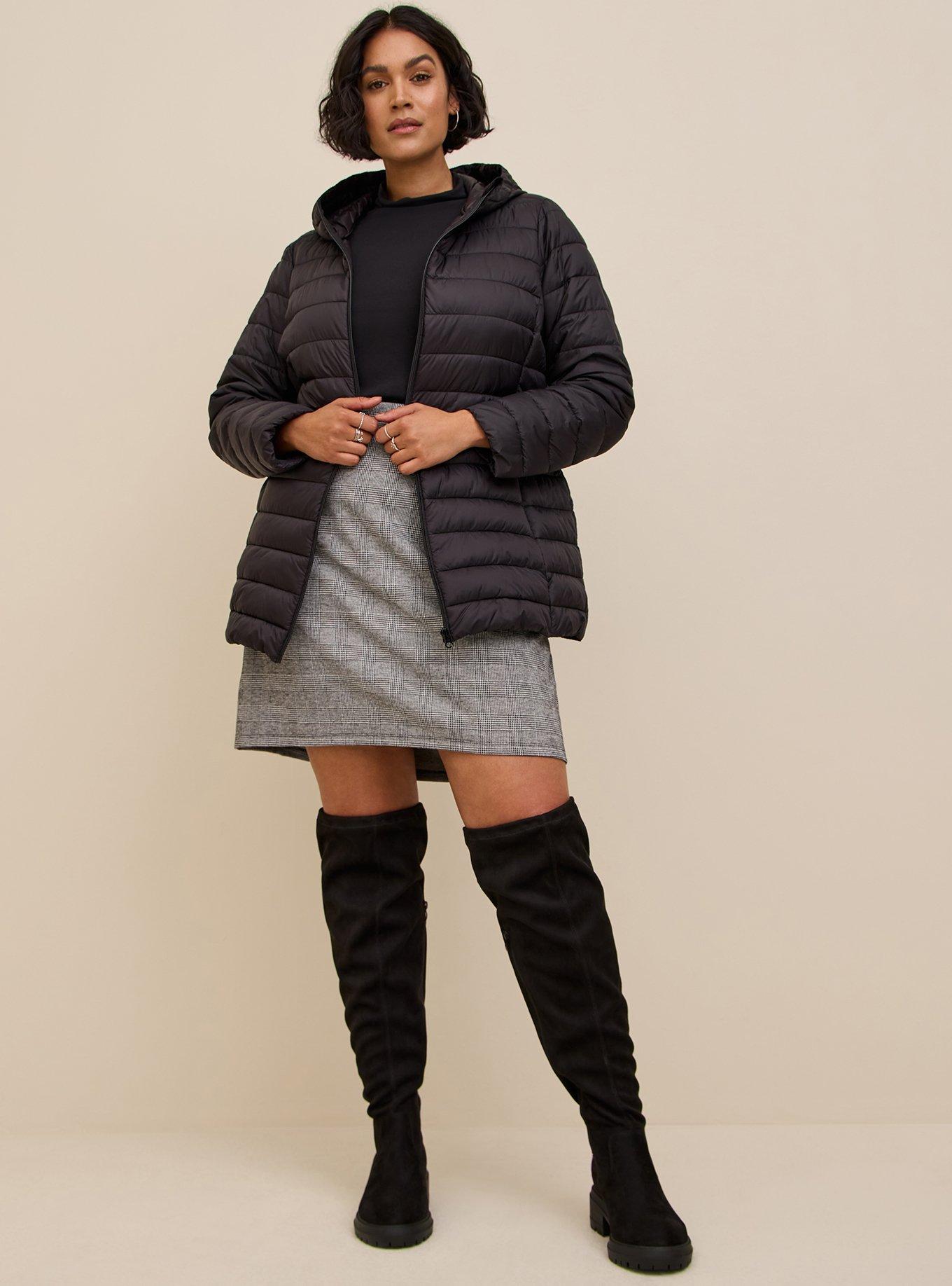 Plus Size Mini Studio Double Knit High Waist Skirt, HOUNDSTOOTH PLAID, alternate