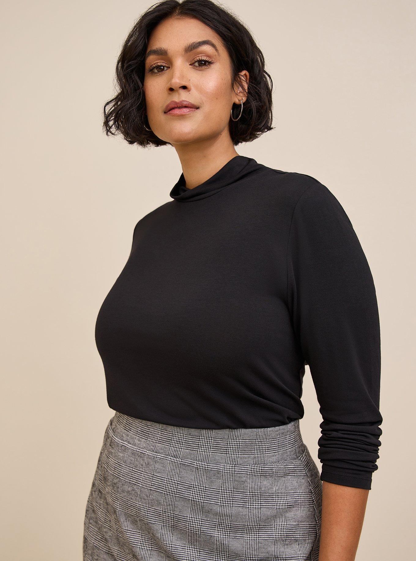 Plus Size Mini Studio Double Knit High Waist Skirt, HOUNDSTOOTH PLAID, alternate