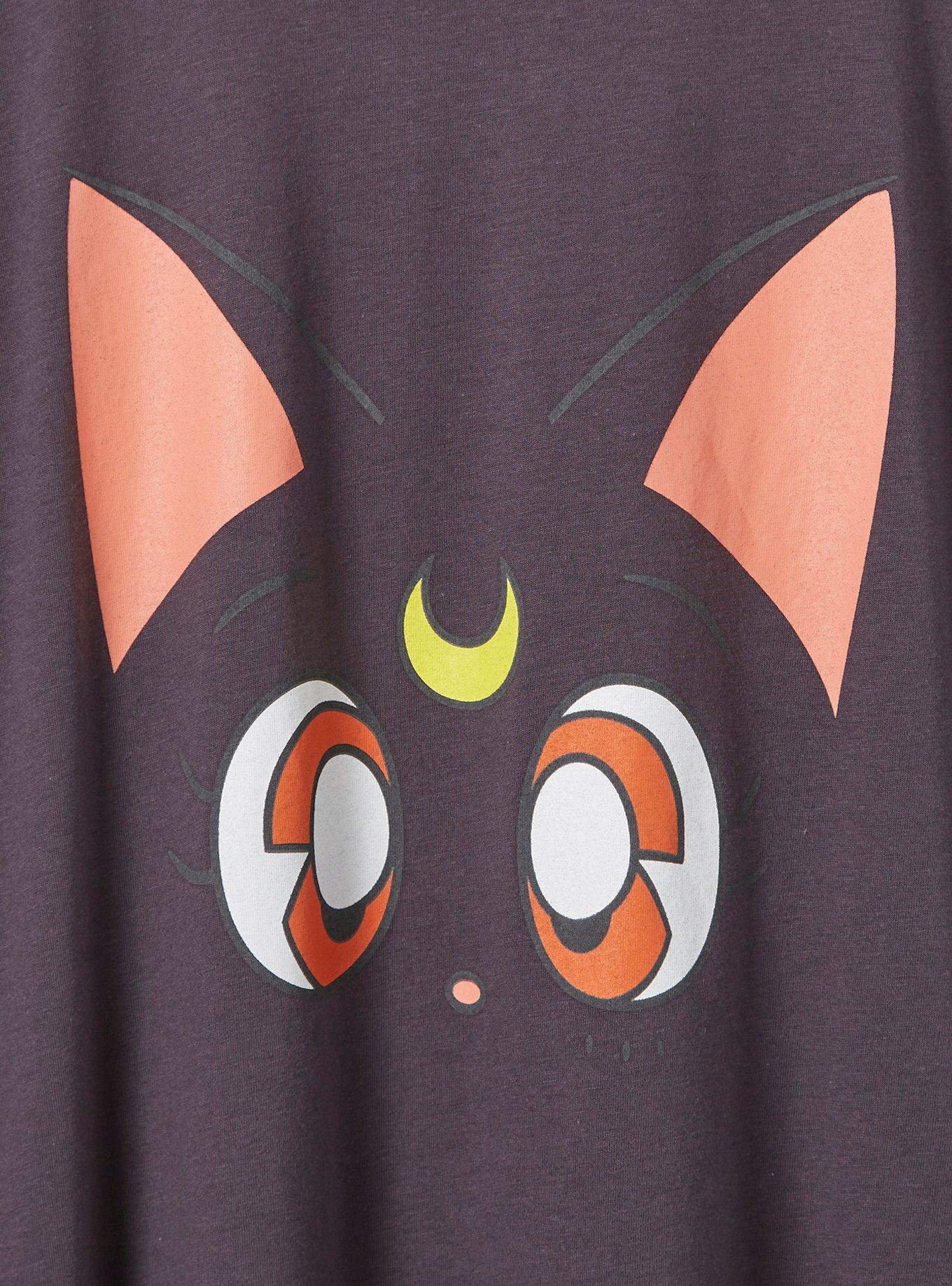 Plus Size Sailor Moon Luna Classic Fit Cotton Crew Neck Ringer Tee, NINE IRON, alternate
