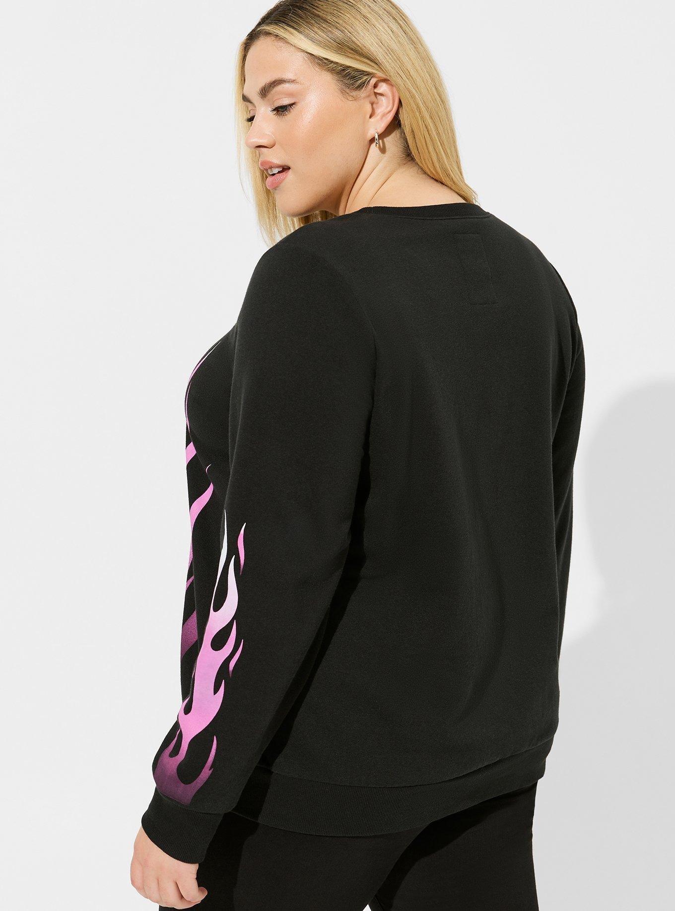 Plus Size - Kuromi Flames Cozy fleece Crew Neck Sweatshirt - Torrid