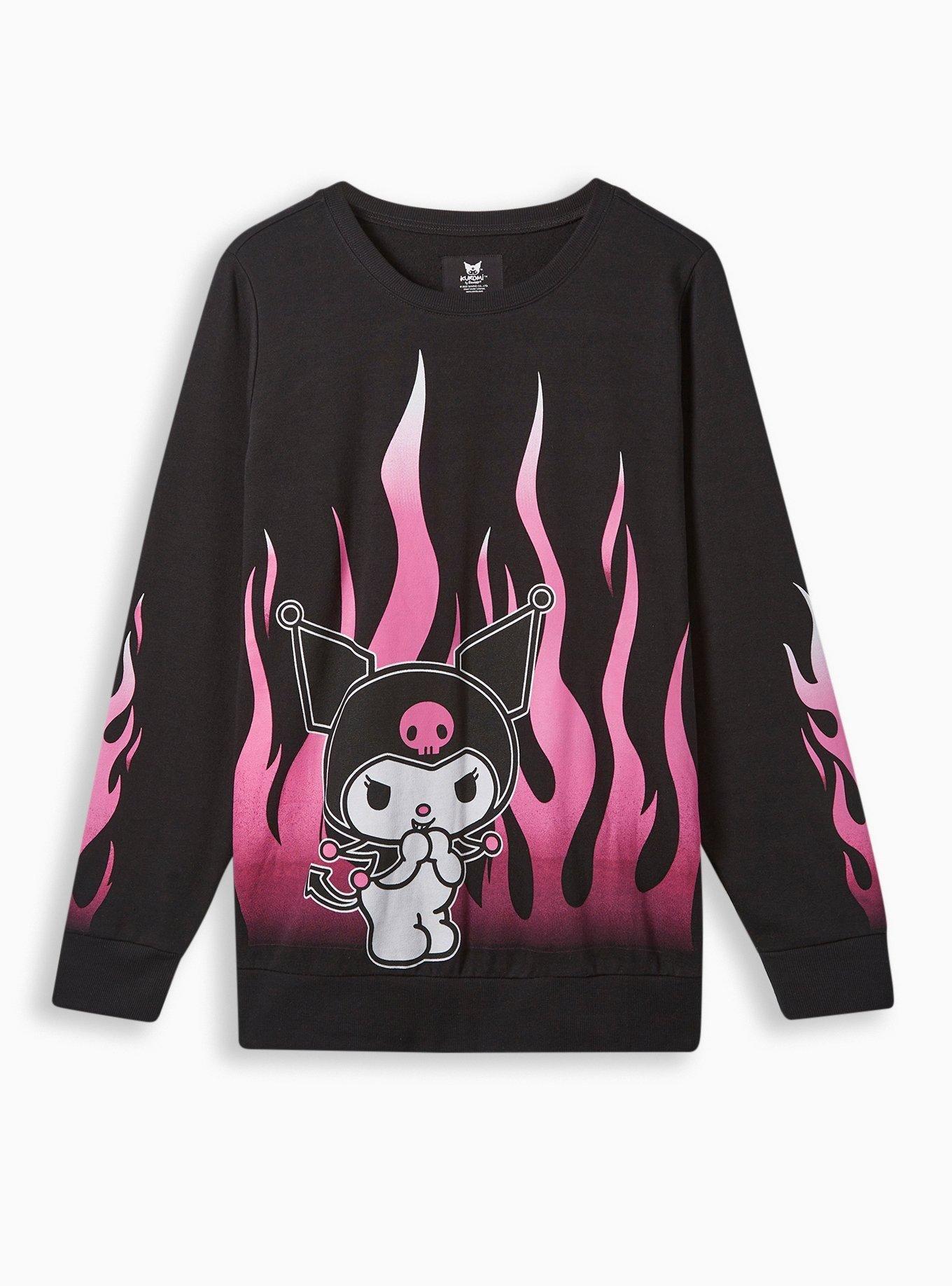 Plus Size - Kuromi Flames Cozy fleece Crew Neck Sweatshirt - Torrid