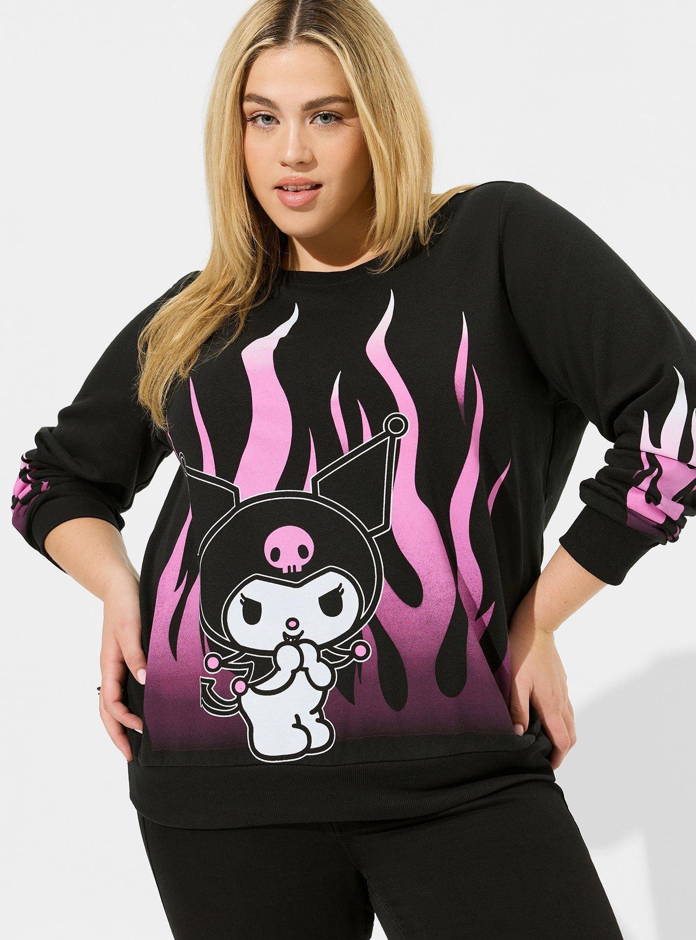 Plus Size - Kuromi Flames Cozy fleece Crew Neck Sweatshirt - Torrid