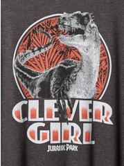 Jurassic Park Clever Girl Classic Fit Cotton Ringer Tee, CHARCOAL HEATHER, alternate