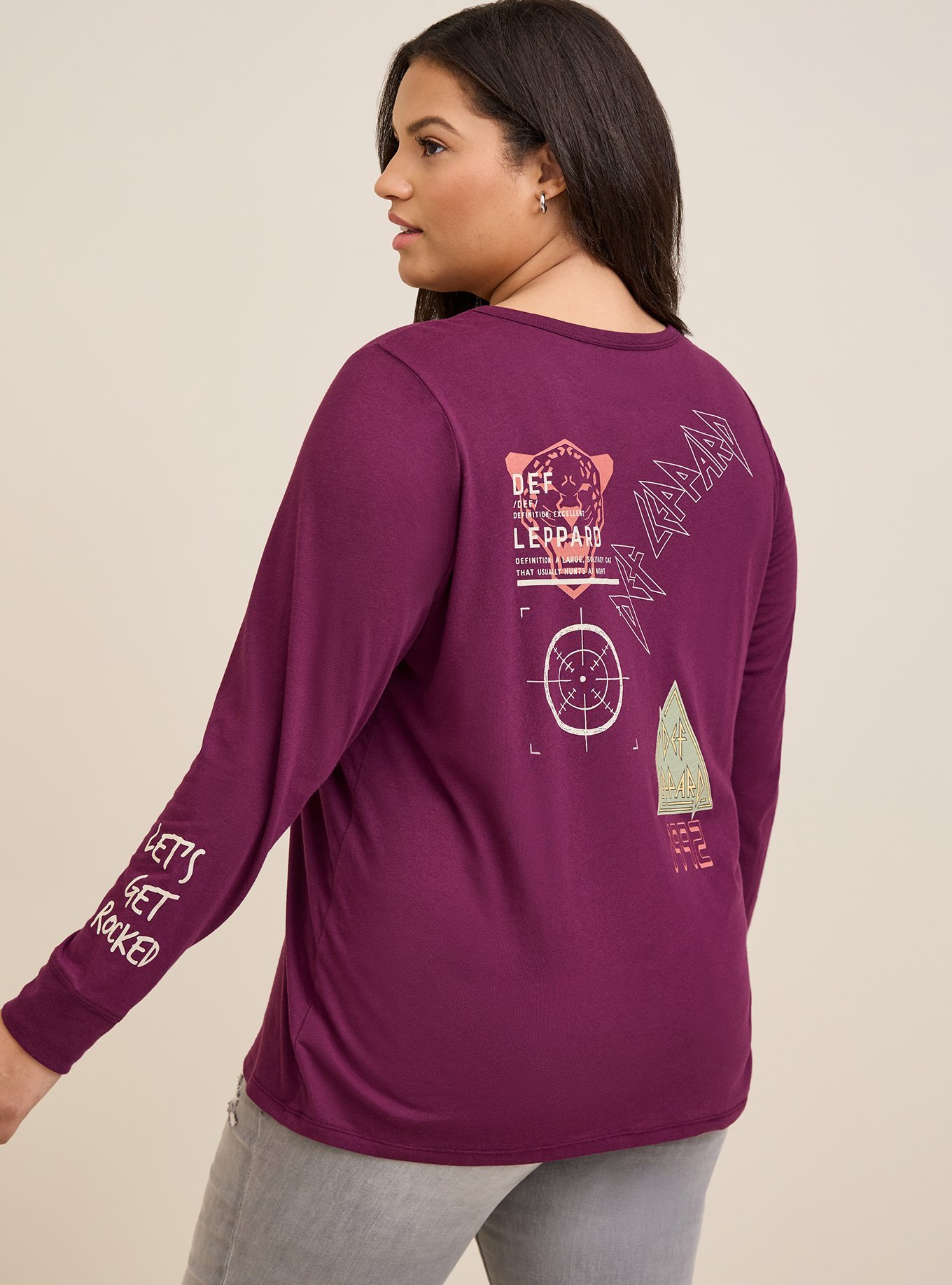 Plus Size - Def Leppard Classic Fit Cotton Crew Neck Long Sleeve Top ...