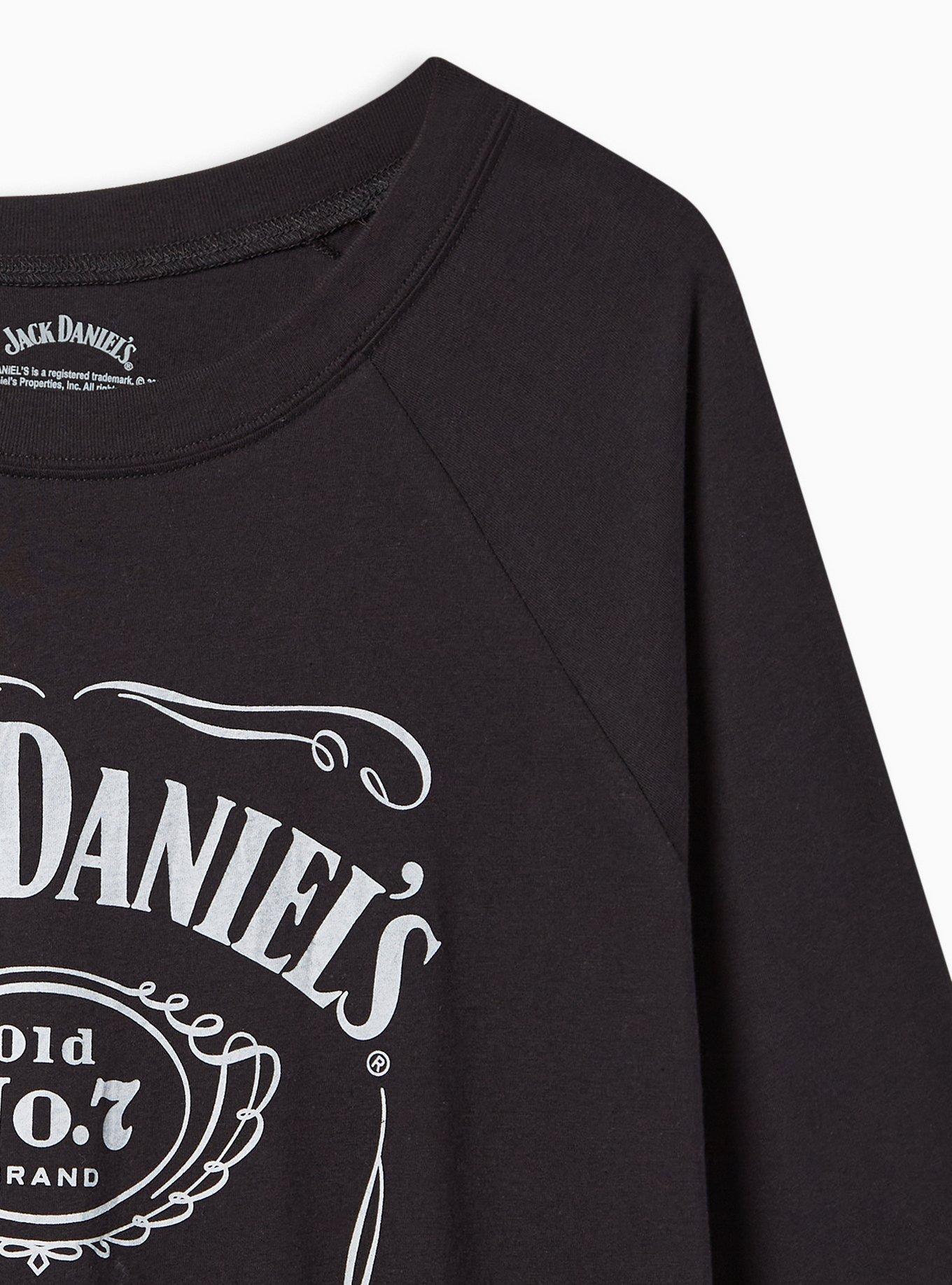 Plus Size Jack Daniel's Classic Fit Cotton Raglan Long Sleeve Top, DEEP BLACK, alternate