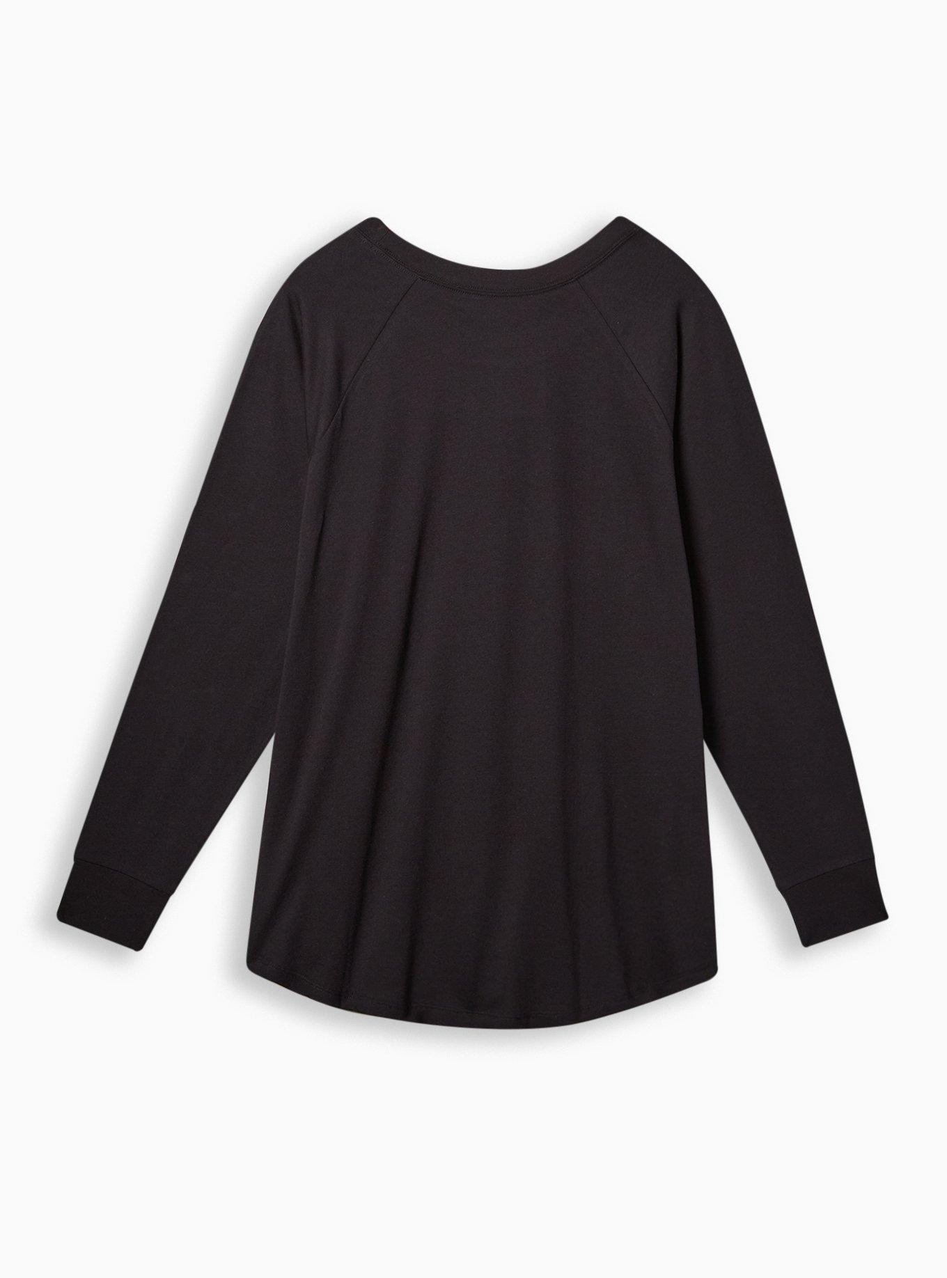 Plus Size Jack Daniel's Classic Fit Cotton Raglan Long Sleeve Top, DEEP BLACK, alternate