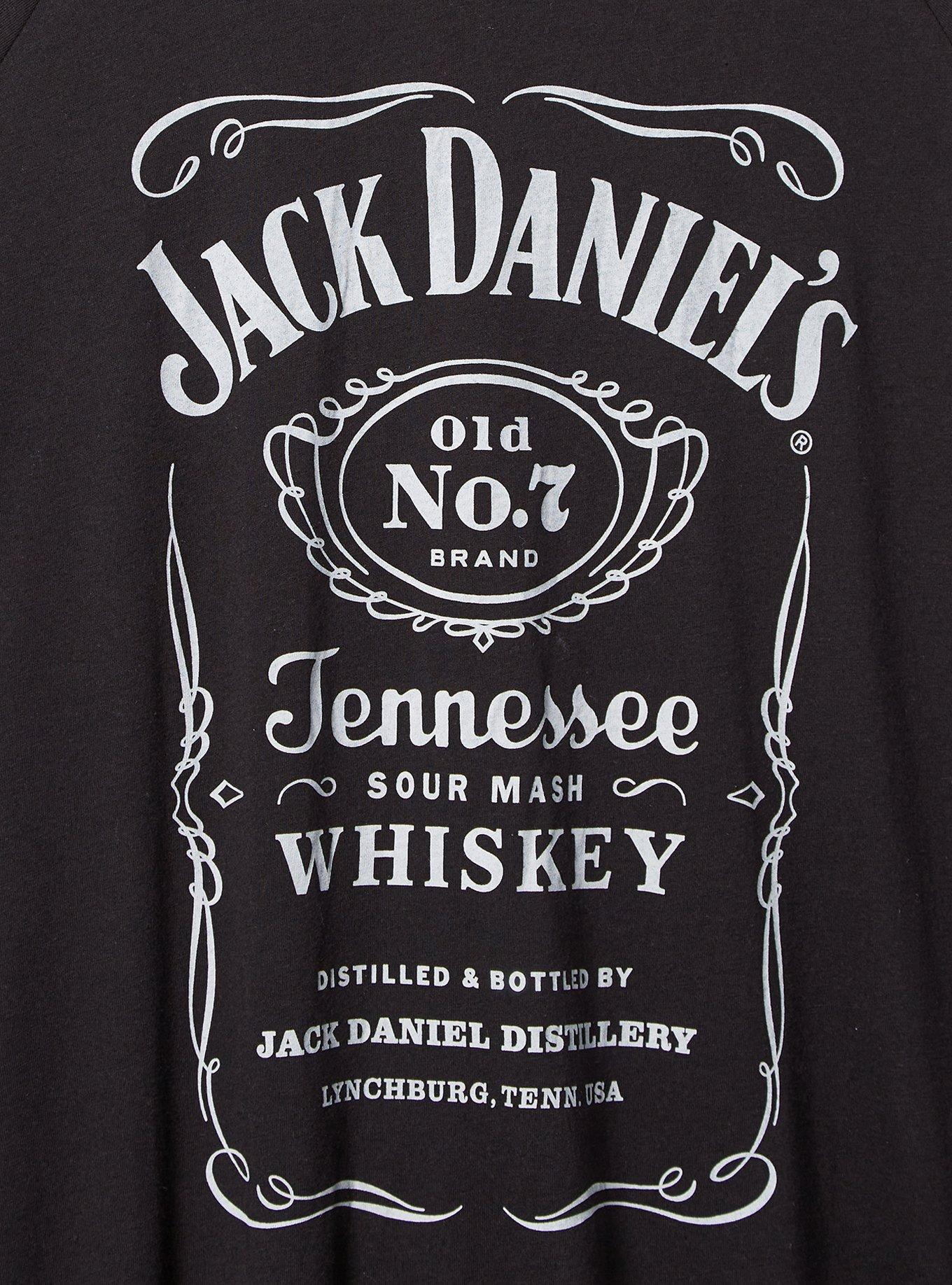 Plus Size Jack Daniel's Classic Fit Cotton Raglan Long Sleeve Top, DEEP BLACK, alternate