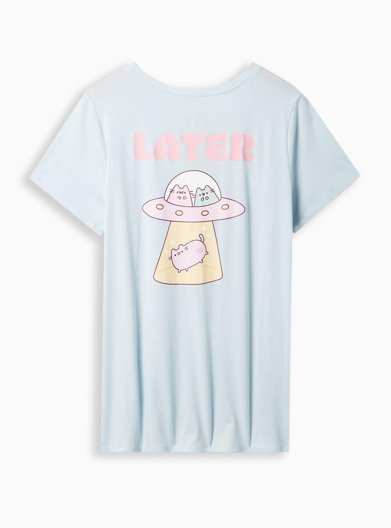 Plus Size Pusheen The Cat Alien Classic Fit Crew Neck Tee, BABY BLUE, alternate