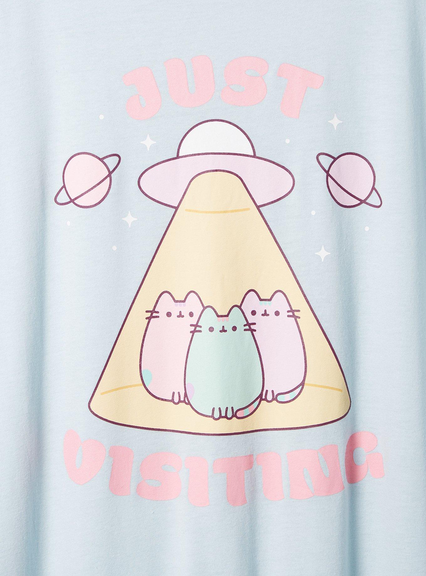 Plus Size Pusheen The Cat Alien Classic Fit Crew Neck Tee, BABY BLUE, alternate
