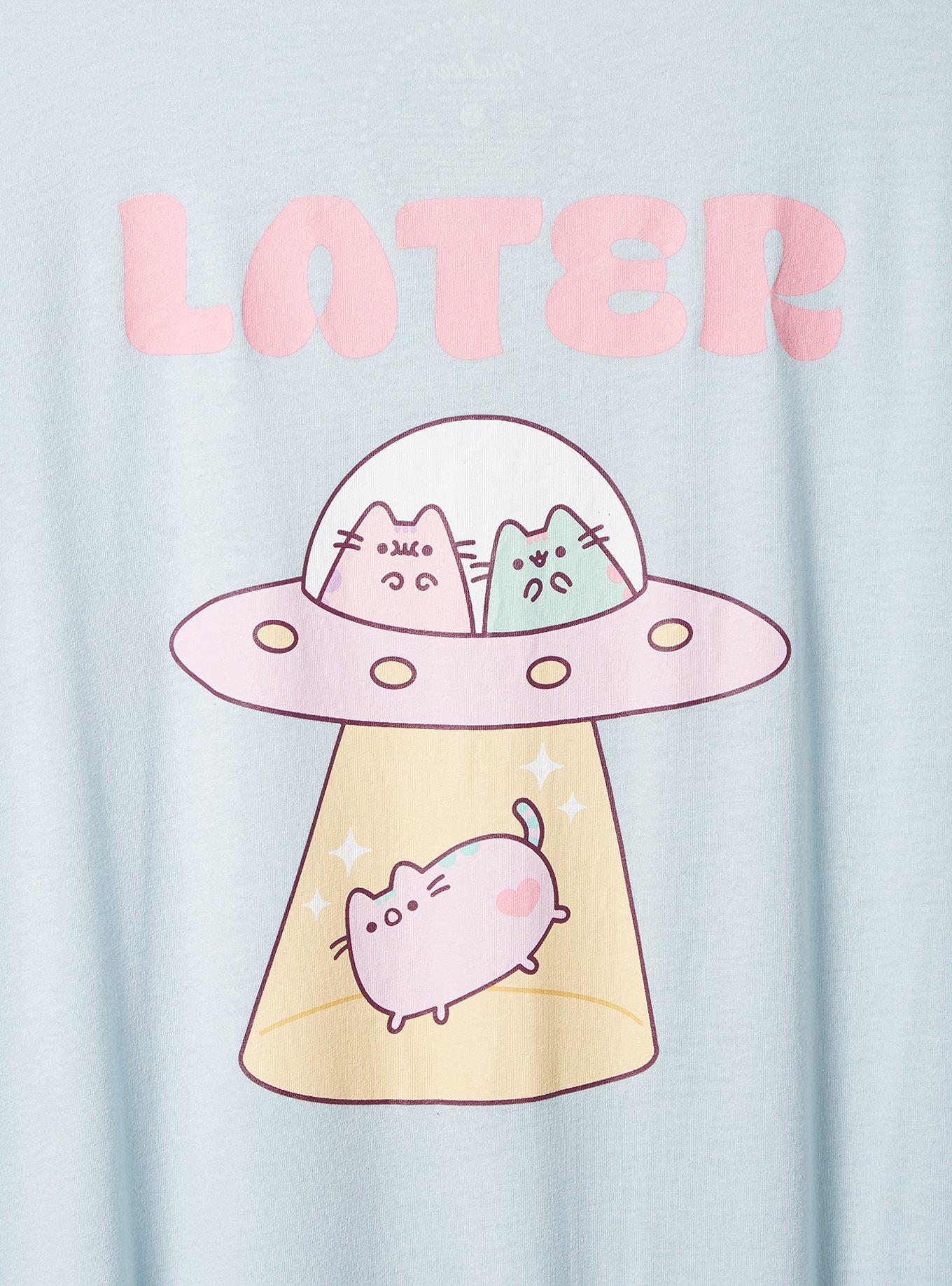 Plus Size Pusheen The Cat Alien Classic Fit Crew Neck Tee, BABY BLUE, alternate