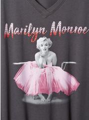 Marilyn Monroe Classic Fit Cotton V-Neck Sequin Detail Top, VINTAGE BLACK, alternate