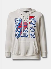 Bowie Cozy Fleece Lace Up Hoodie, IVORY, hi-res