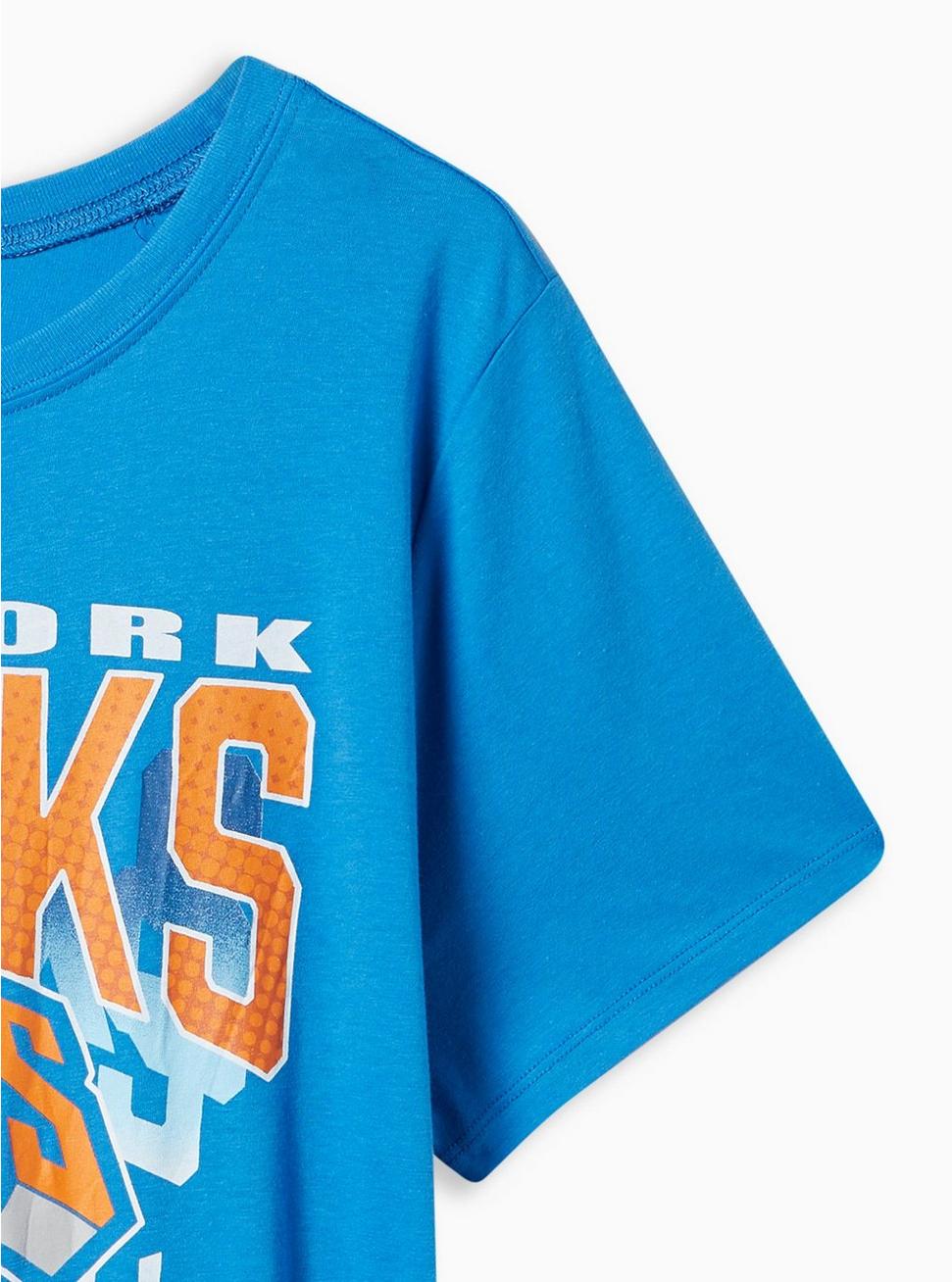 NBA New York Knicks Classic Fit Cotton Crew Neck Tee, BLUE, alternate