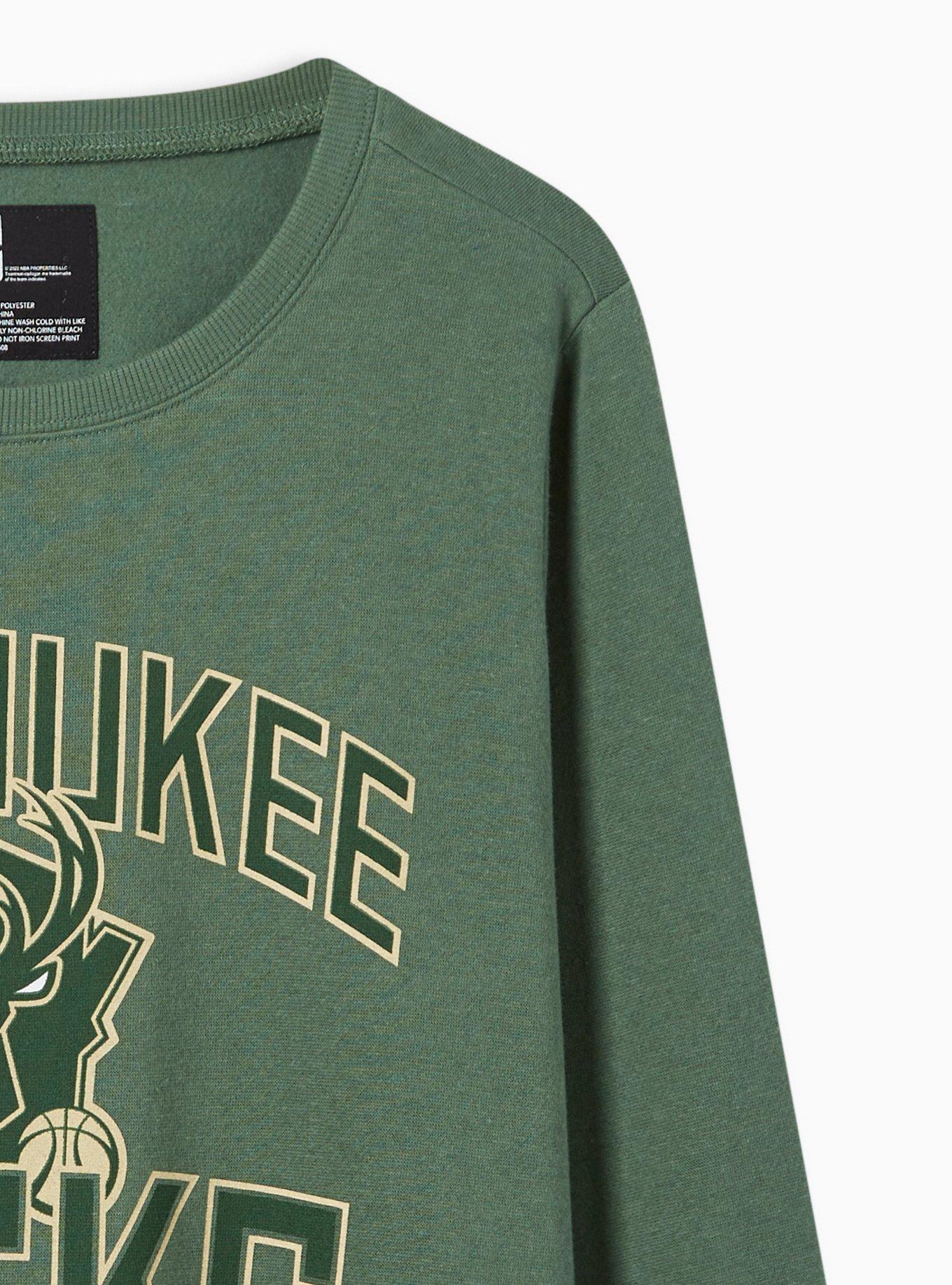 Plus Size NBA Milwaukee Bucks Cozy Fleece Crew Neck Sweatshirt, GREEN, alternate