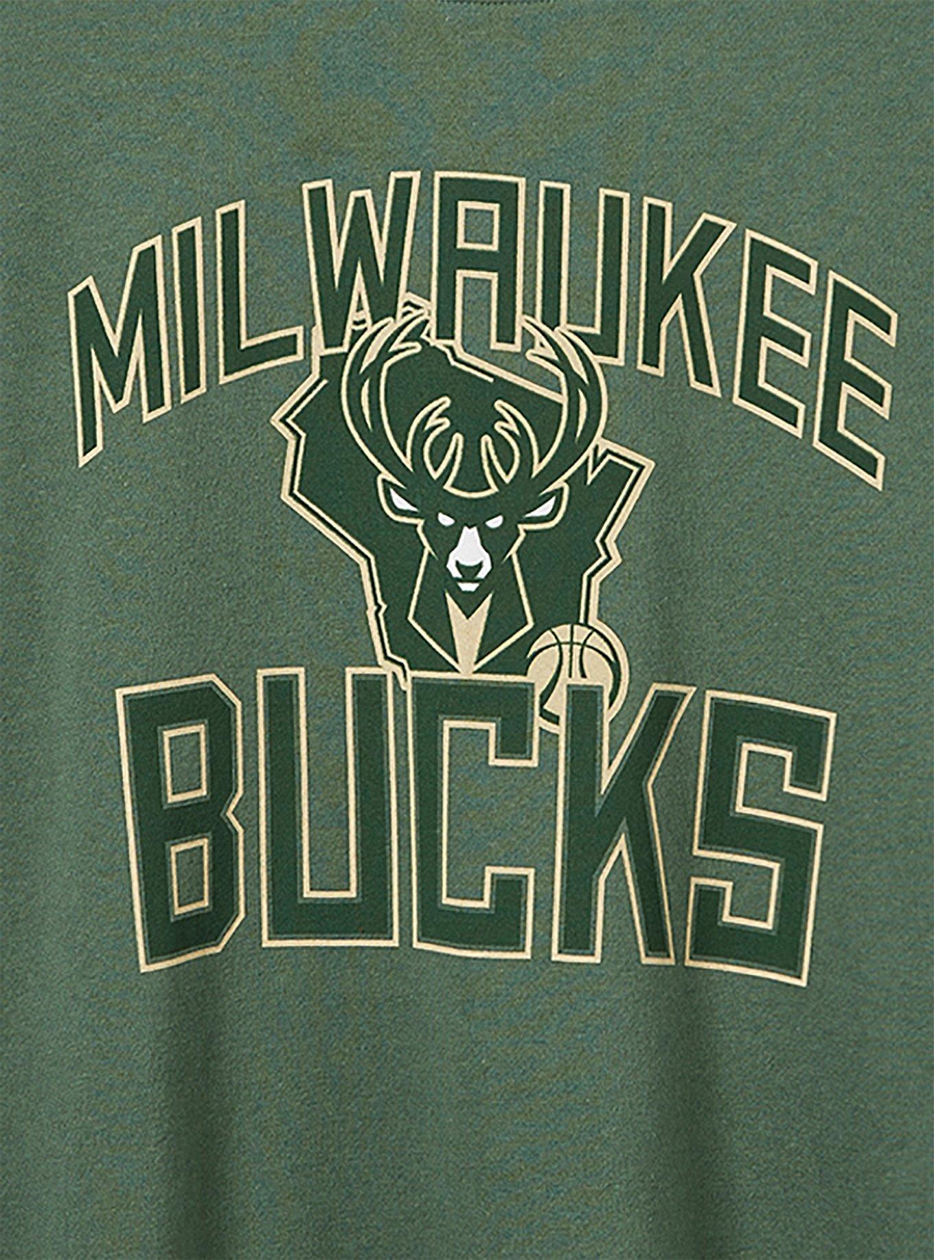 Plus Size NBA Milwaukee Bucks Cozy Fleece Crew Neck Sweatshirt, GREEN, alternate