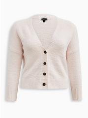 Teddy Button Down Long Sleeve Lounge Cardigan, IVORY, hi-res