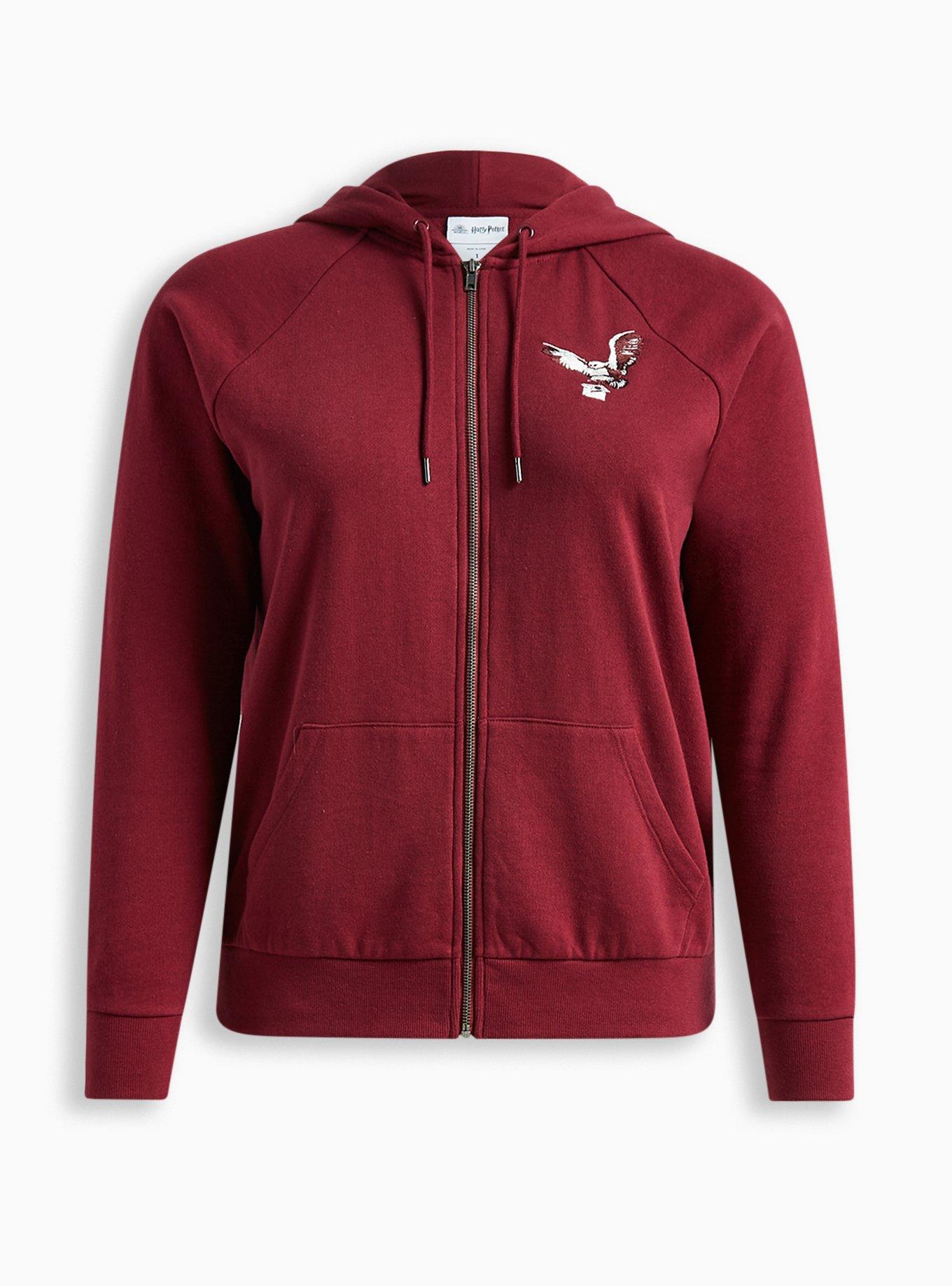 Plus Size Harry Potter Owl Cozy Fleece Zip Front Hoodie, RHODADENDRON, hi-res
