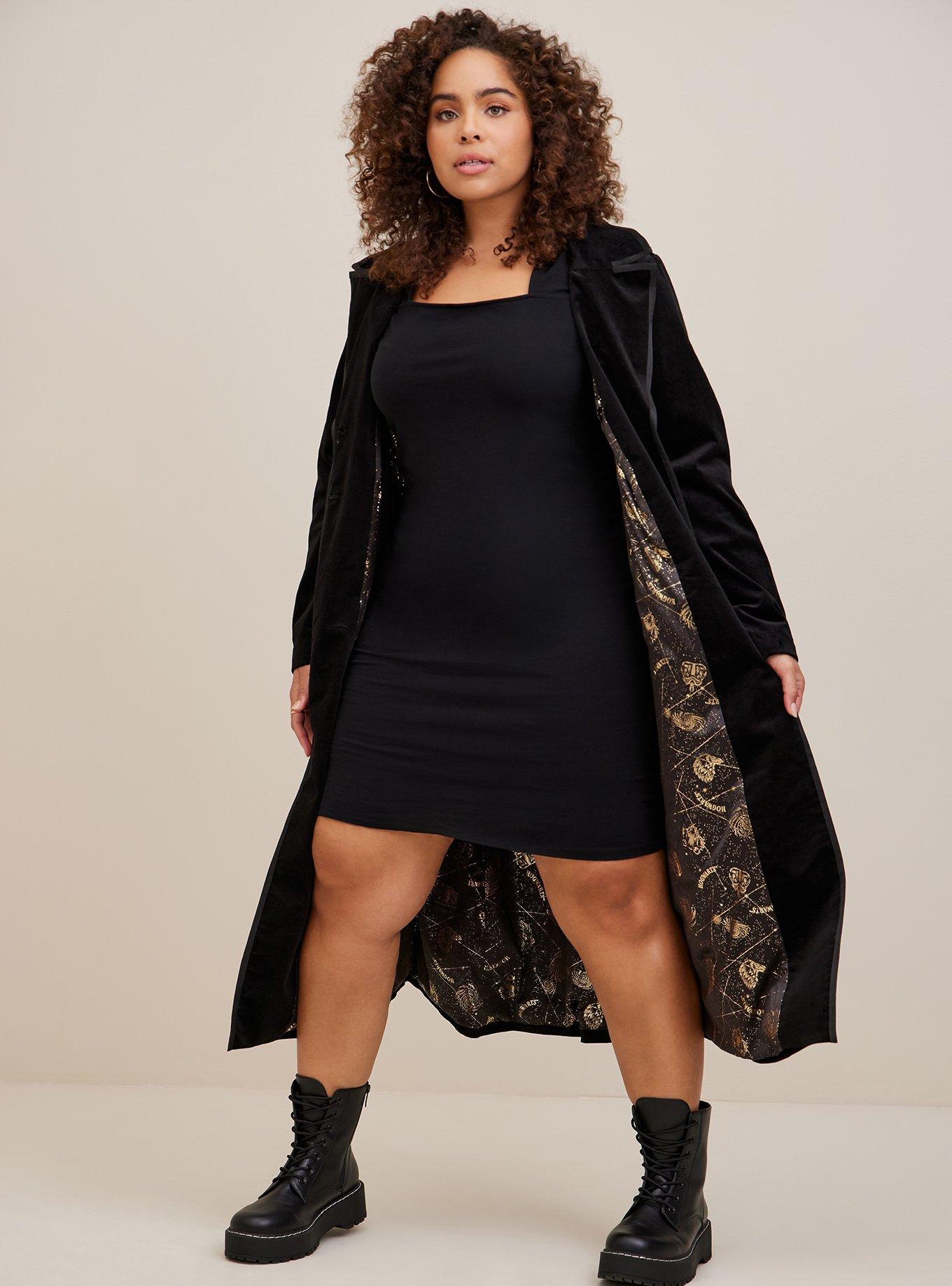 Plus Size Foxee Faux Leather Midi Dress - Black – Curvy Sense