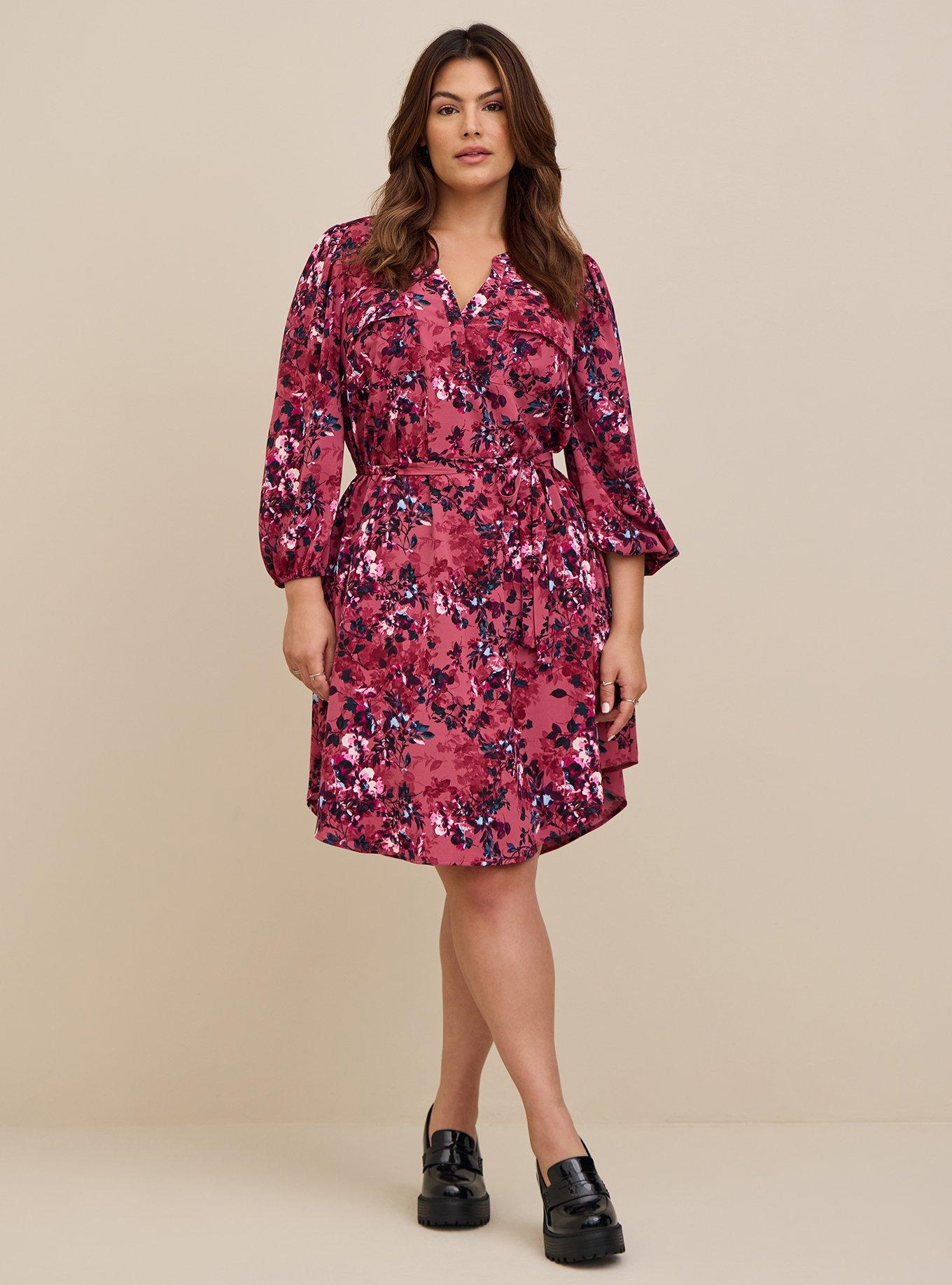 Plus Size - Mini Studio Crepe de Chine Shirt Dress - Torrid