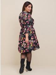Plus Size Mini Studio Crepe de Chine Shirt Dress, TRANCE FLORAL BLACK, alternate