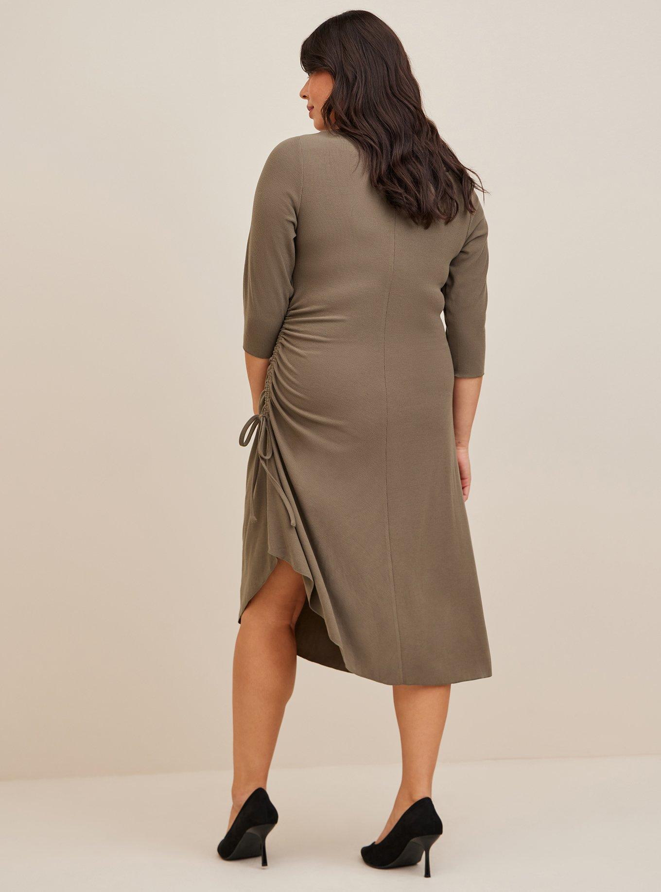 Plus Size - Midi Rib Asymmetrical Dress - Torrid