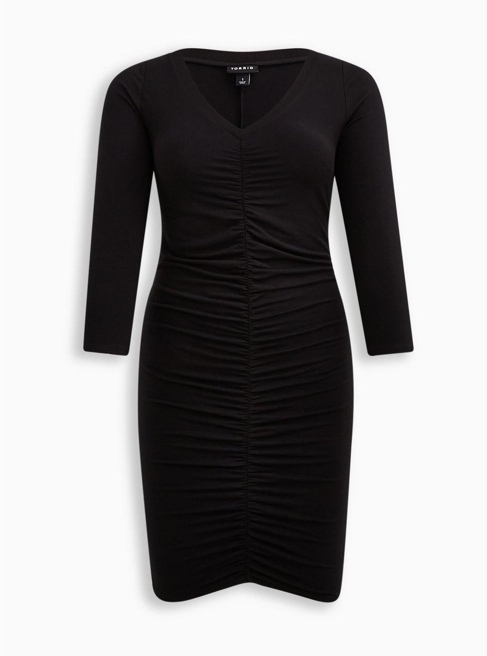 Plus Size Mini Jersey Bodycon Dress, DEEP BLACK, hi-res