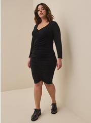 Plus Size Mini Jersey Bodycon Dress, DEEP BLACK, hi-res