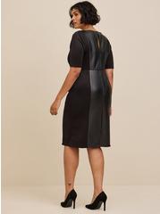 Plus Size At The Knee Coated Scuba Dress, DEEP BLACK, alternate