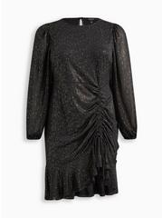 Mini Studio Knit Ruched Dress, BLACK GOLD, hi-res