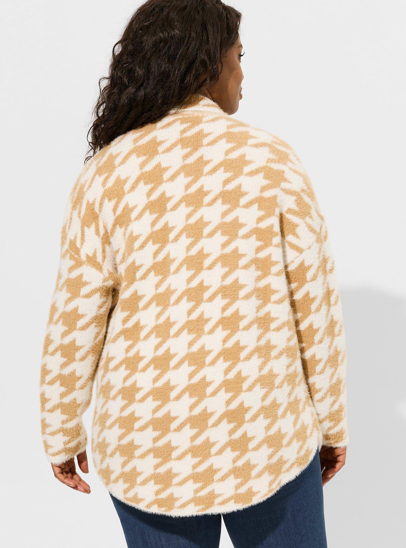 Eyelash Shacket Sweater, HOUNDSTOOTH ICED COFFEE, alternate