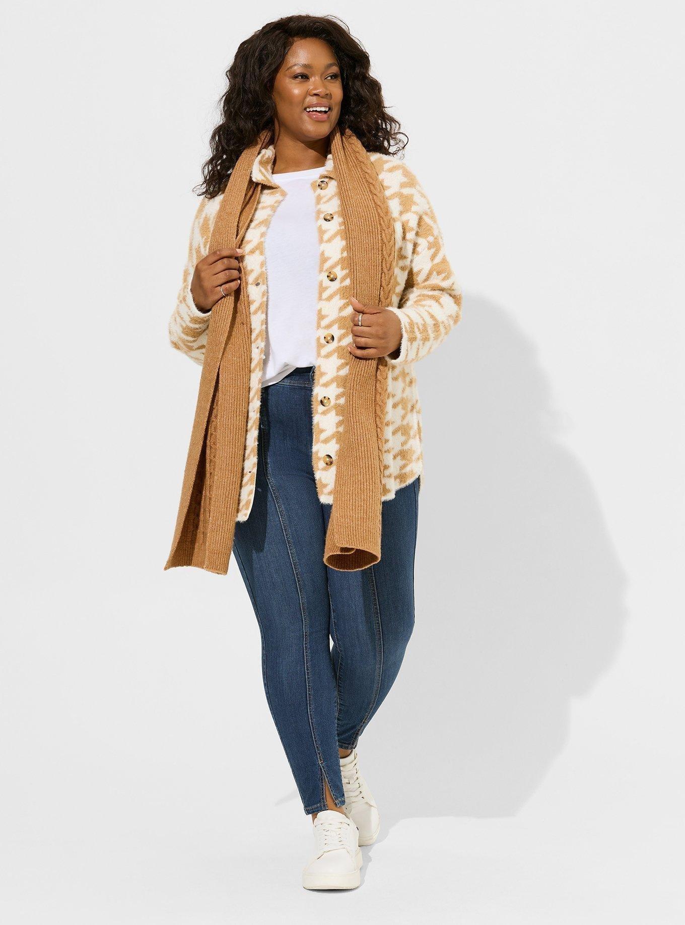 Eyelash Shacket Sweater, HOUNDSTOOTH ICED COFFEE, alternate