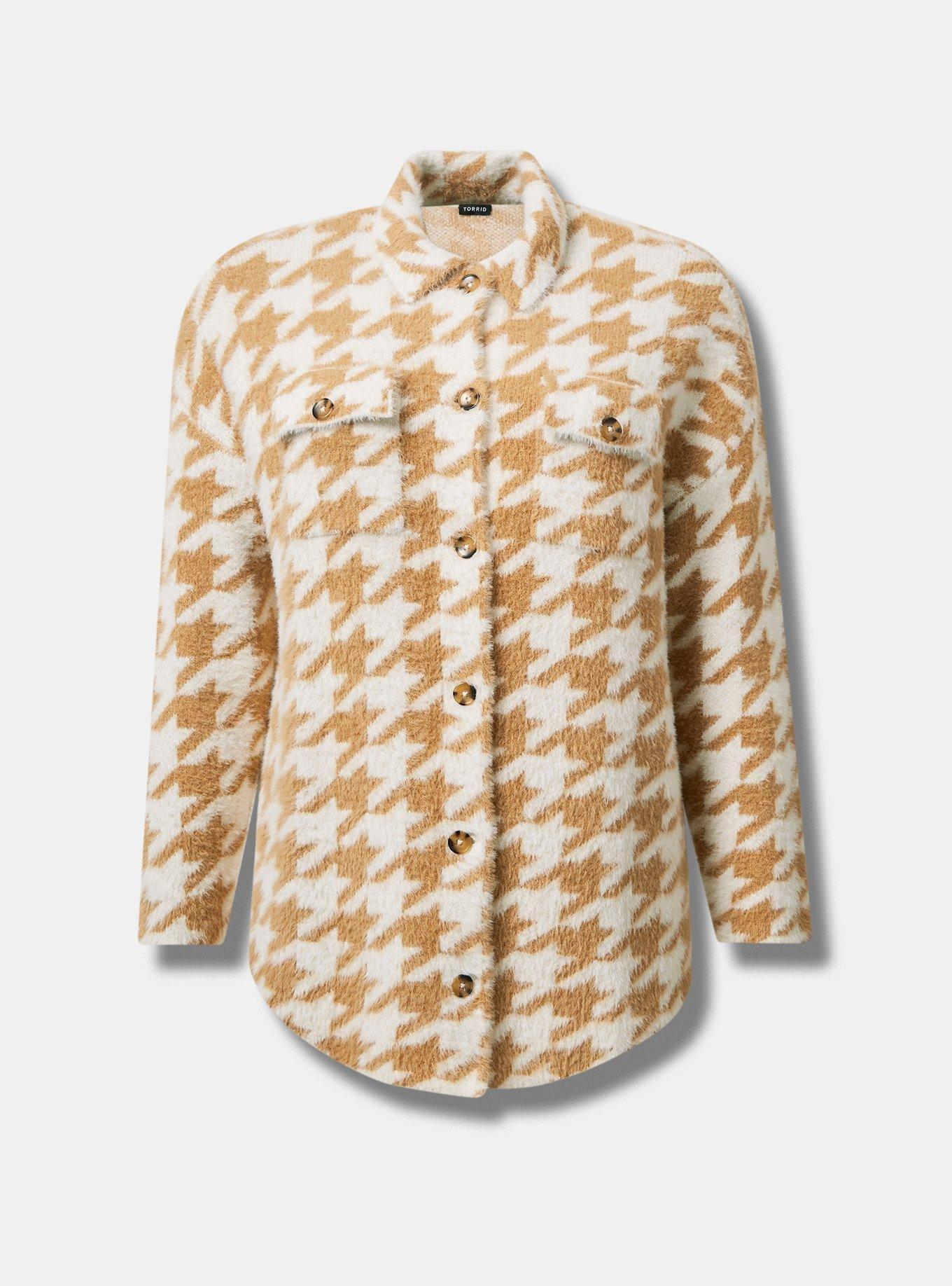 Eyelash Shacket Sweater, HOUNDSTOOTH ICED COFFEE, hi-res