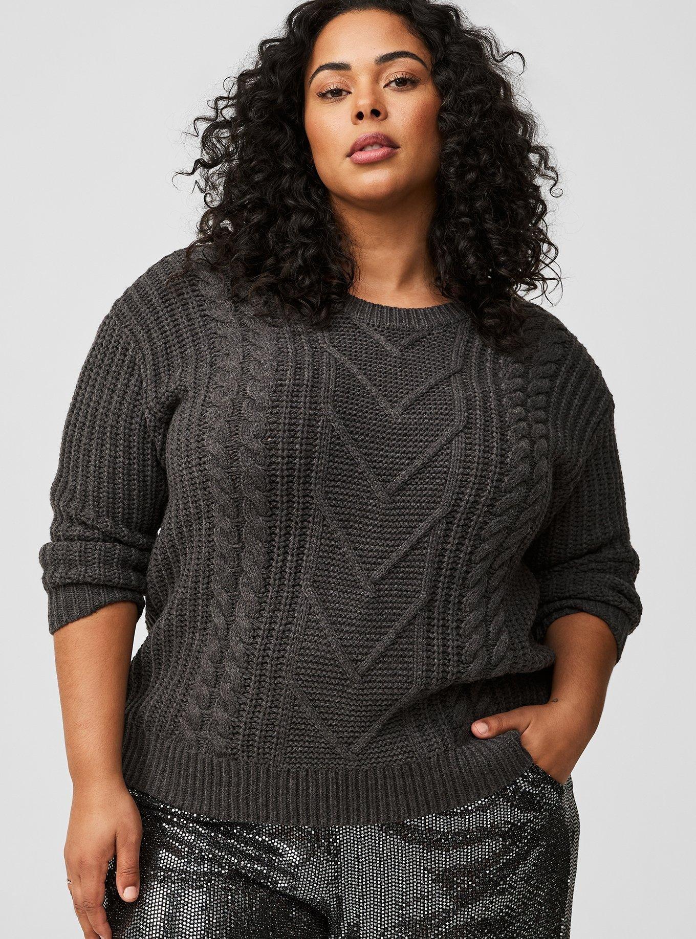 Plus Size Cable Pullover Tie Back Sweater Torrid