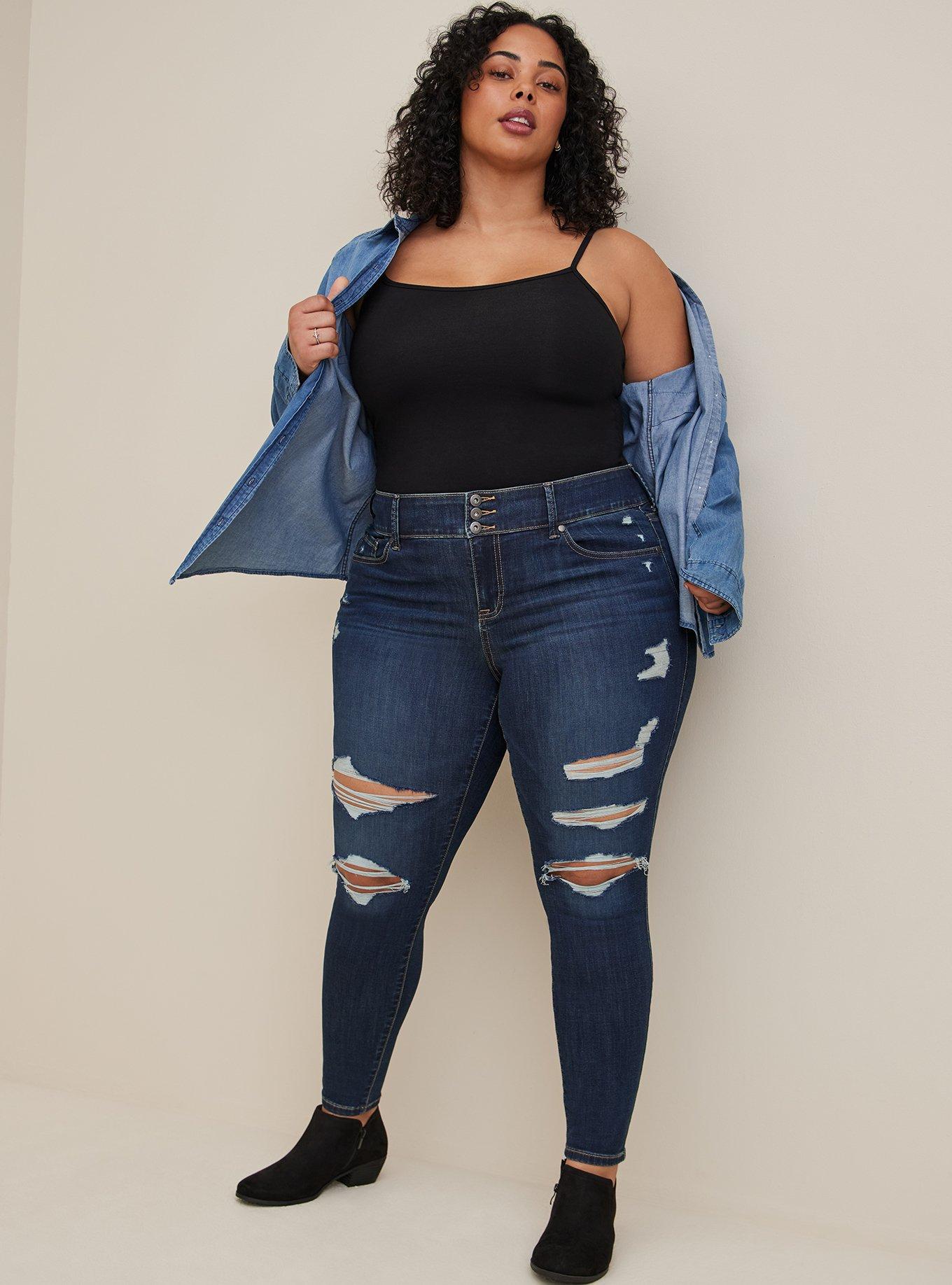 Plus Size - Jegging Skinny Super Soft High-Rise Destructed Jean