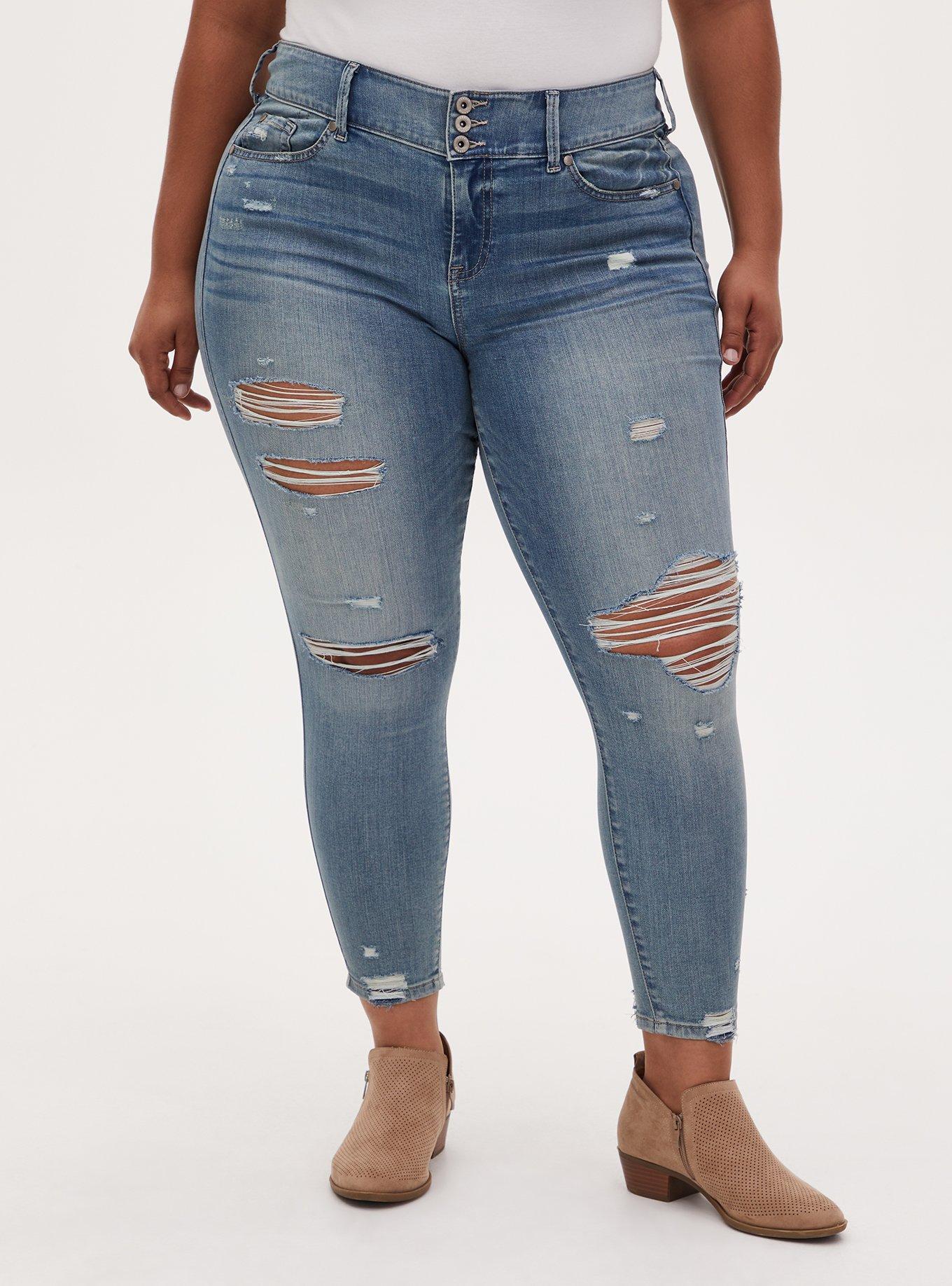 Jegging Skinny Super Soft High-Rise Destructed Jean, MONDAY BLUES, hi-res