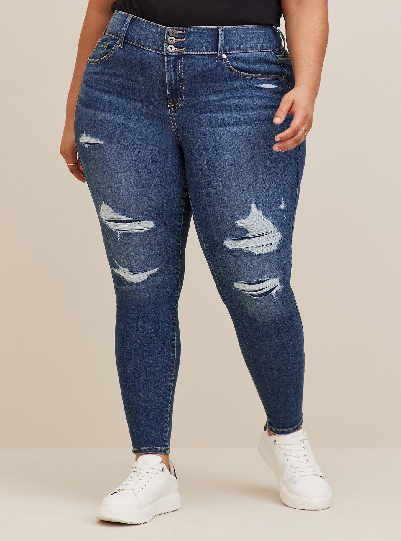 Plus Size - Jegging Skinny Super Soft High-Rise Destructed Jean