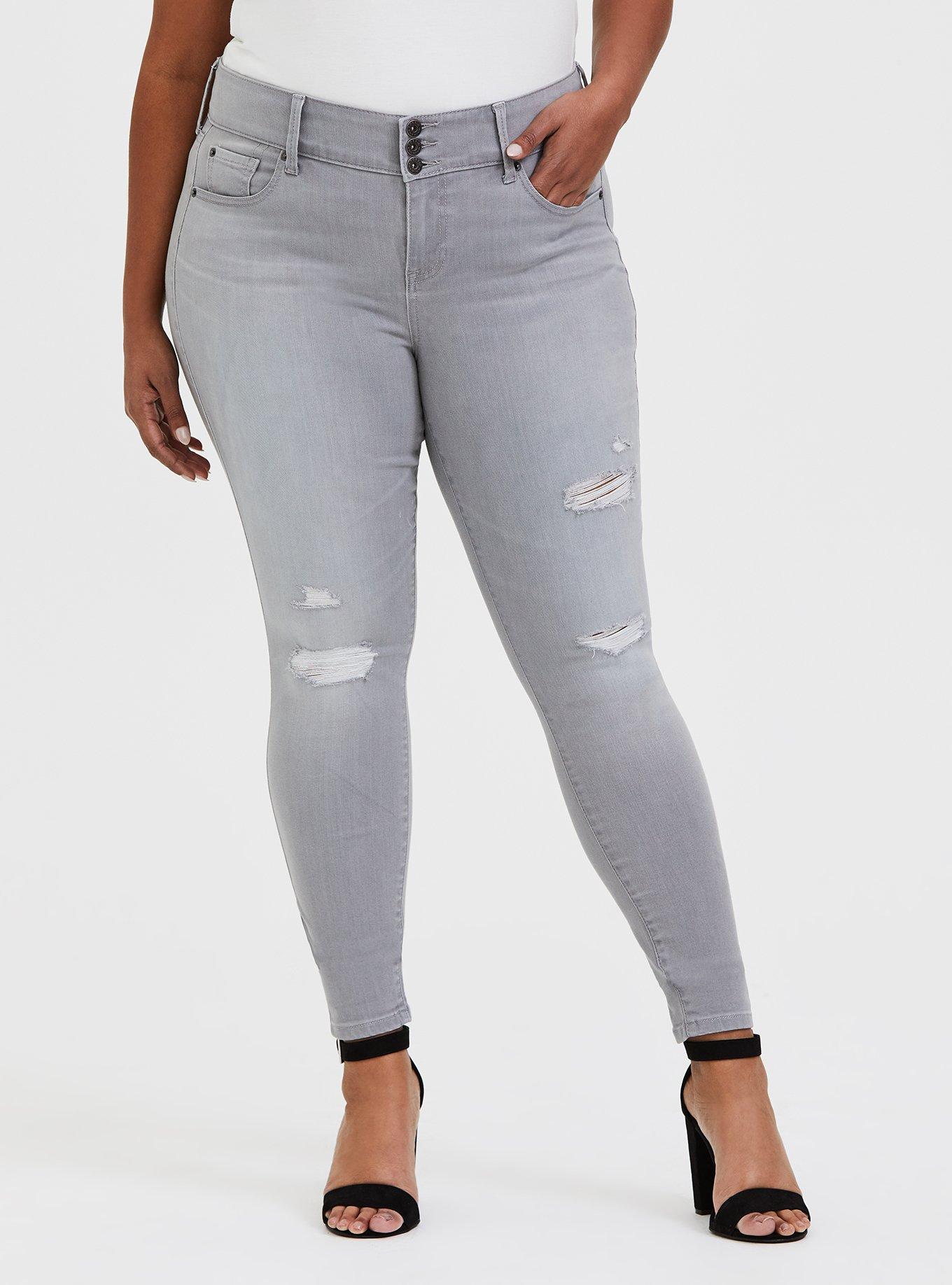 Buy online Grey Solid Mid Rise Full Length Jegging from Jeans